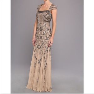 Adriana Papell Cap-Sleeve Beaded Gown!